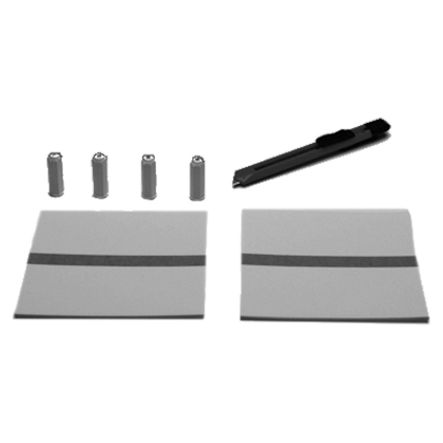 ISO-SET d'isolation phonique
2 supports en PE blanc
4 douilles en caoutchouc
1 couteau, convenable pour la
plupart des accessoires avec
deux supports de fixation, eco 2