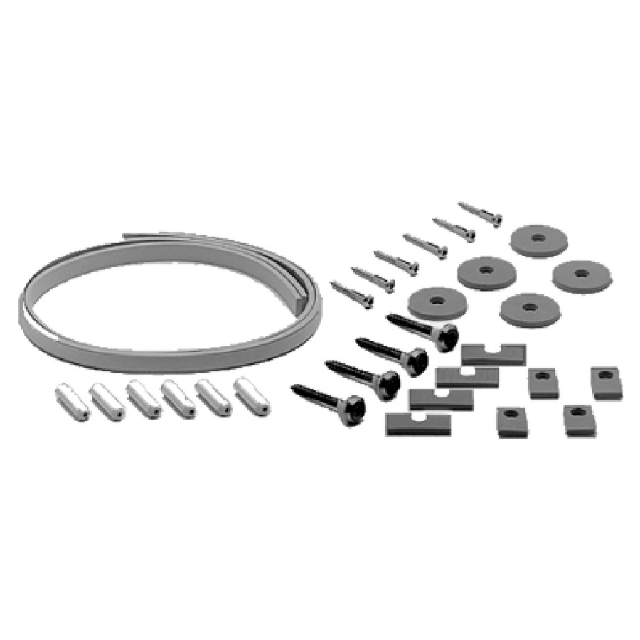 ISO-SET d'isolation phonique
pour toutes les
armoires de toilette, 2 bandes
autocollantes en caoutchouc
70 cm, 6 vis, 13 anneaux pour
rondelles en caoutchouc
6 douilles en caoutchouc
4 vis avec isolation phonique, eco 2