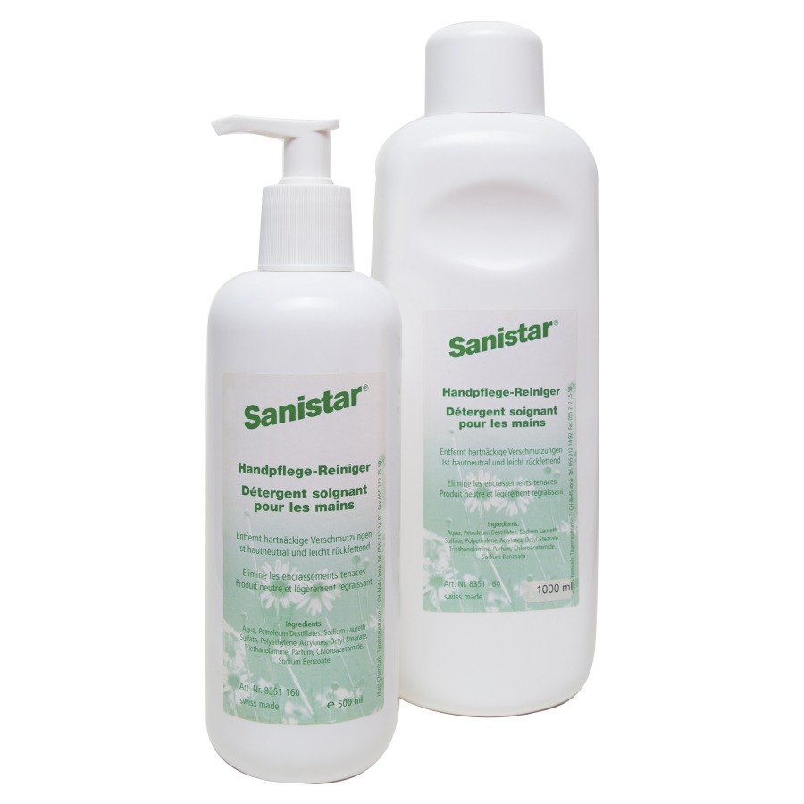 Détergent et soins SANISTAR
pour mains, flacon de 1 litre