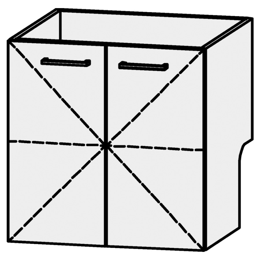 Élément inférieur
Serra Ritom
60 x 60,2 x 54,5 cm
élément avec 2 portes
1 rayon réglable,
avec découpe pour le siphon
avec panneau arrière
intérieur, décalé vers l`avant
portes avec Blumotion