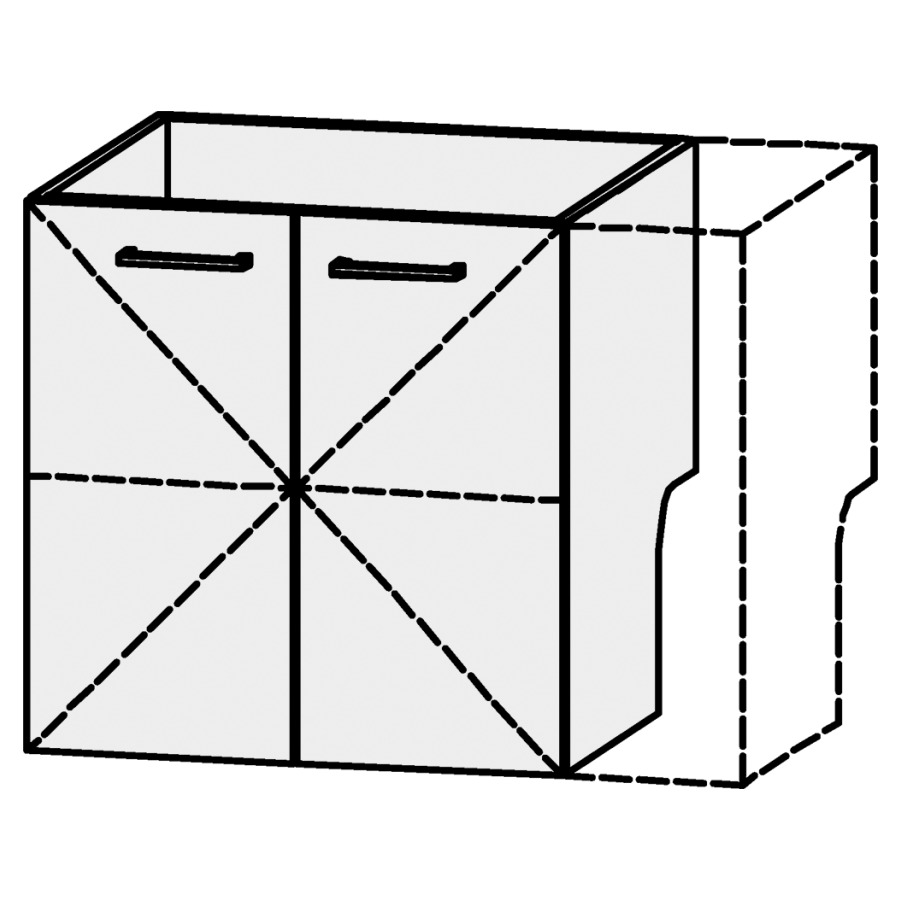 Élément inférieur
Serra Ritom
61-80 x 60,2 x 54,5 cm
élément avec 2 portes
1 rayon réglable,
avec découpe pour le siphon
avec panneau arrière
intérieur, décalé vers l`avant
portes avec Blumotion