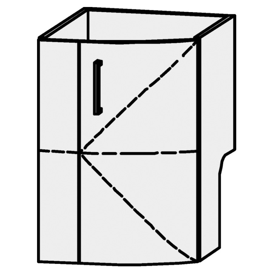 Élément inférieur
Serra Caldera
41,5 x 60,2 x 48 cm
élément avec 1 porte,
charnières à droite
1 rayon réglable,
avec découpe pour le siphon
avec panneau arrière
inférieur, décalé vers l`avant
arrondi à droite
porte avec Blumotion