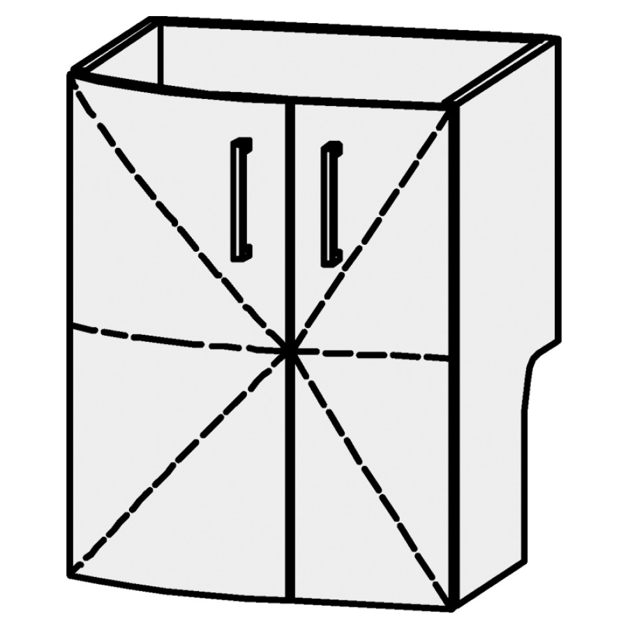 Élément inférieur
Serra Caldera
50 x 60,2 x 48 cm
élément avec 2 portes
1 rayon réglable,
avec découpe pour le siphon
avec panneau arrière
inférieur, décalé vers l`avant
arrondi à gauche
portes avec Blumotion