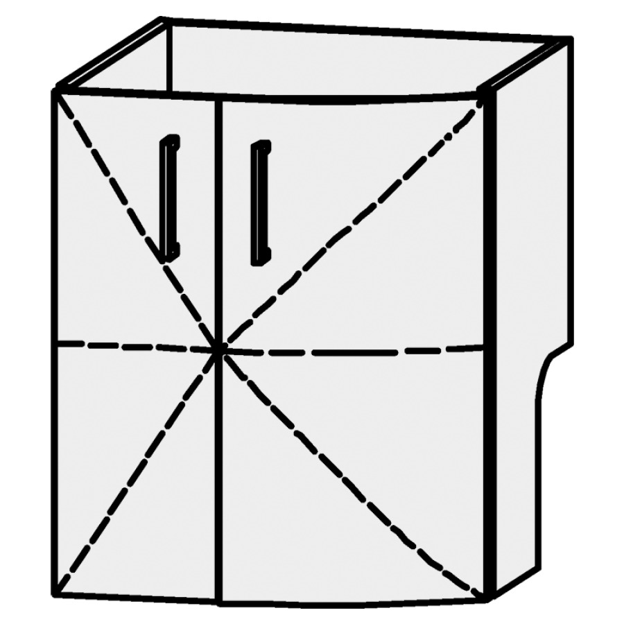 Élément inférieur
Serra Caldera
50 x 60,2 x 48 cm
élément avec 2 portes
1 rayon réglable,
avec découpe pour le siphon
avec panneau arrière
inférieur, décalé vers l`avant
arrondi à droite
portes avec Blumotion