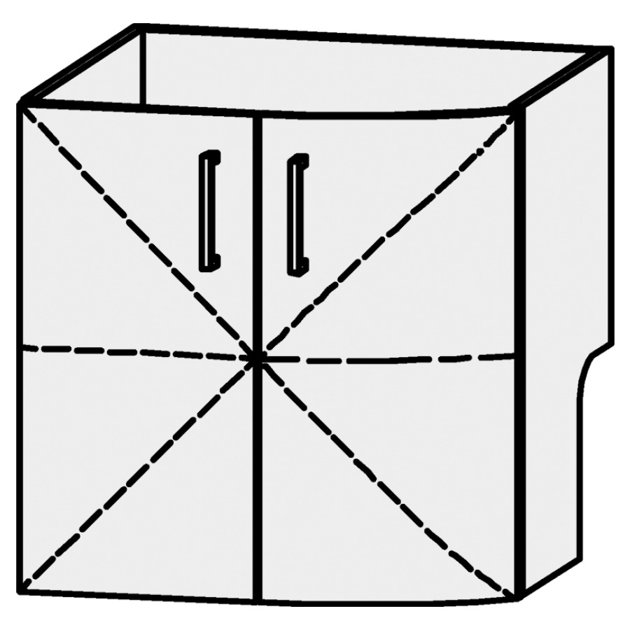 Élément inférieur
Serra Caldera
60 x 60,2 x 54,5 cm
élément avec 2 portes
1 rayon réglable,
avec découpe pour le siphon
avec panneau arrière
inférieur, décalé vers l`avant
arrondi à droite
portes avec Blumotion
