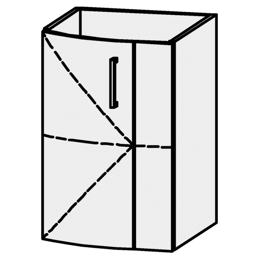 Élément inférieur
Serra Caldera
41,5 x 60,2 x 48 cm
élément avec 1 porte,
charnières à gauche
1 rayon réglable,
avec découpe pour le siphon
sans panneau arrière
arrondi à gauche
porte avec Blumotion