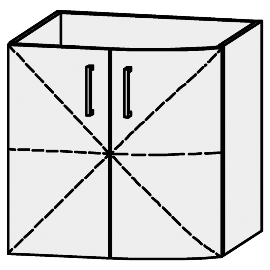Élément inférieur
Serra Caldera
60 x 60,2 x 54,5 cm
élément avec 2 portes
1 rayon réglable,
avec découpe pour le siphon
sans panneau arrière
arrondi à droite
portes avec Blumotion