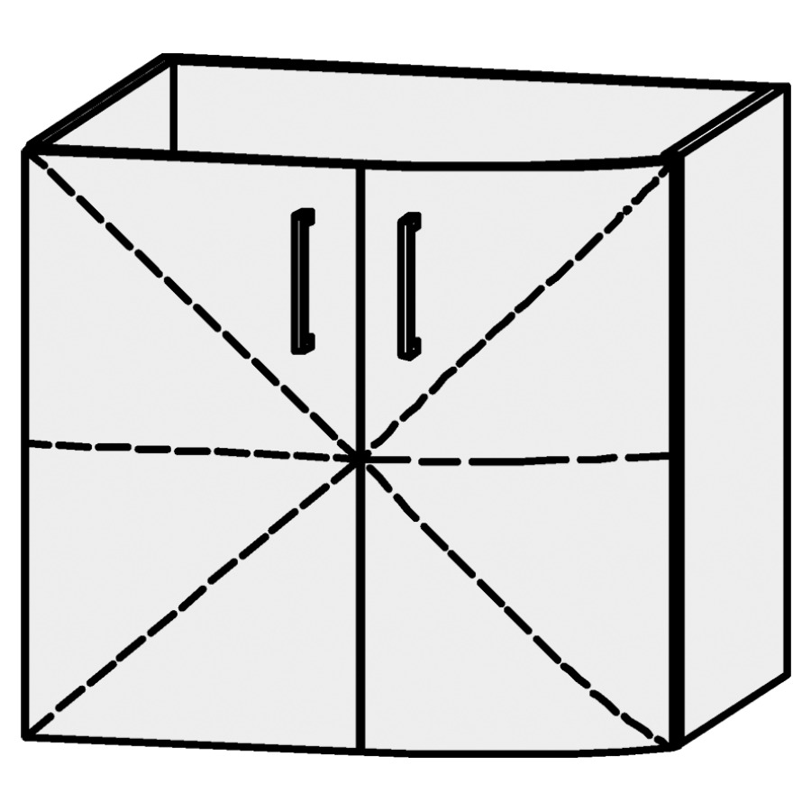 Élément inférieur
Serra Caldera
65 x 60,2 x 54,5 cm
élément avec 2 portes
1 rayon réglable,
avec découpe pour le siphon
sans panneau arrière
arrondi à droite
portes avec Blumotion