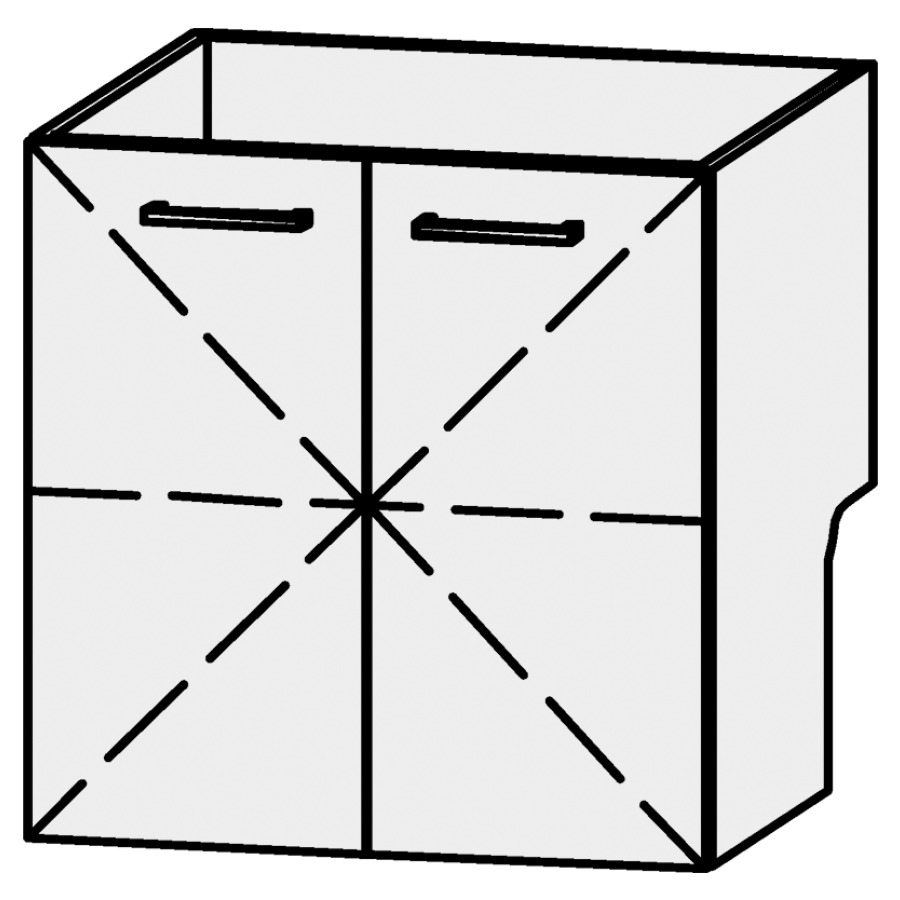 Élément inférieur
Serra Ritom
60 x 60,2 x 54,5 cm
élément avec 2 portes
1 rayon réglable,
sans découpe pour le siphon
avec panneau arrière
intérieur, décalé vers l`avant
portes avec Blumotion