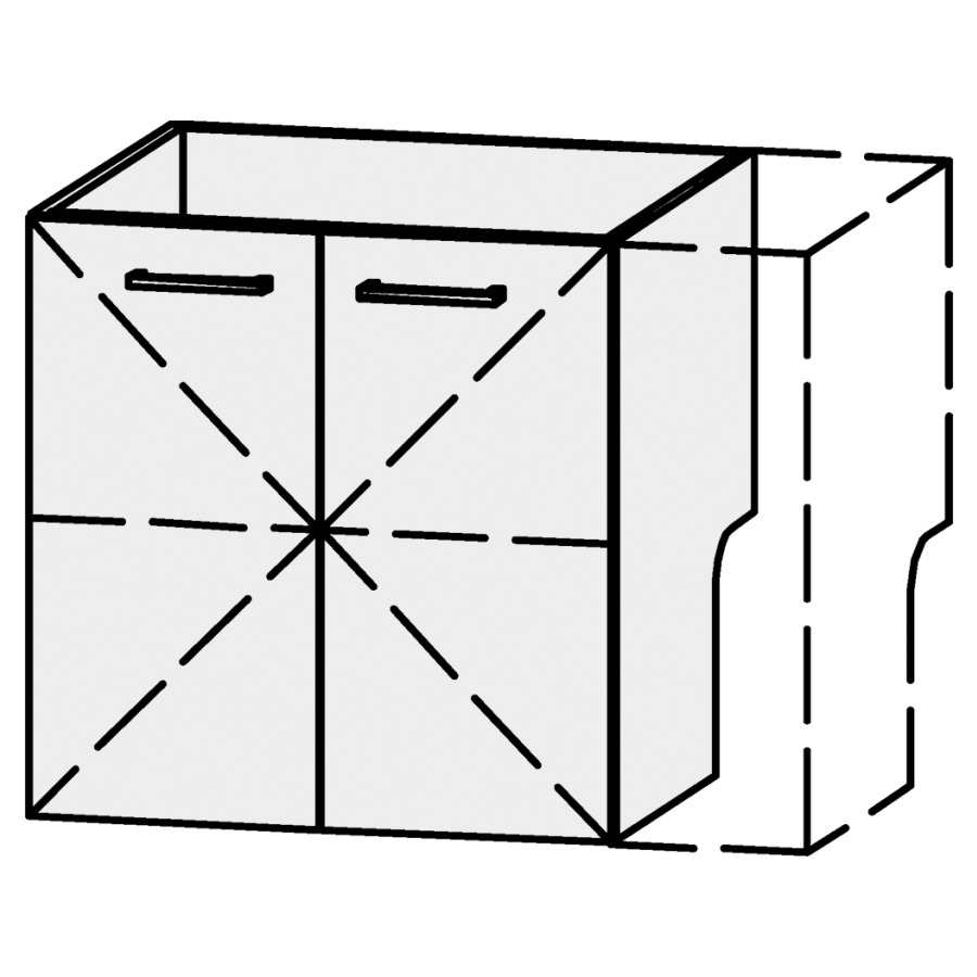 Élément inférieur
Serra Ritom
61-80 x 60,2 x 54,5 cm
élément avec 2 portes
1 rayon réglable,
sans découpe pour le siphon
avec panneau arrière
intérieur, décalé vers l`avant
portes avec Blumotion