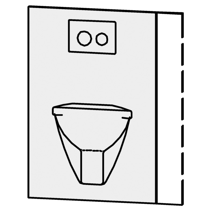 Revêtement WC Serra
58-70 x 85,2 x 1,6 cm
avec découpe pour le WC
et pour la plaque de
déclenchement Omega
axe à définir
resistant à l`eau