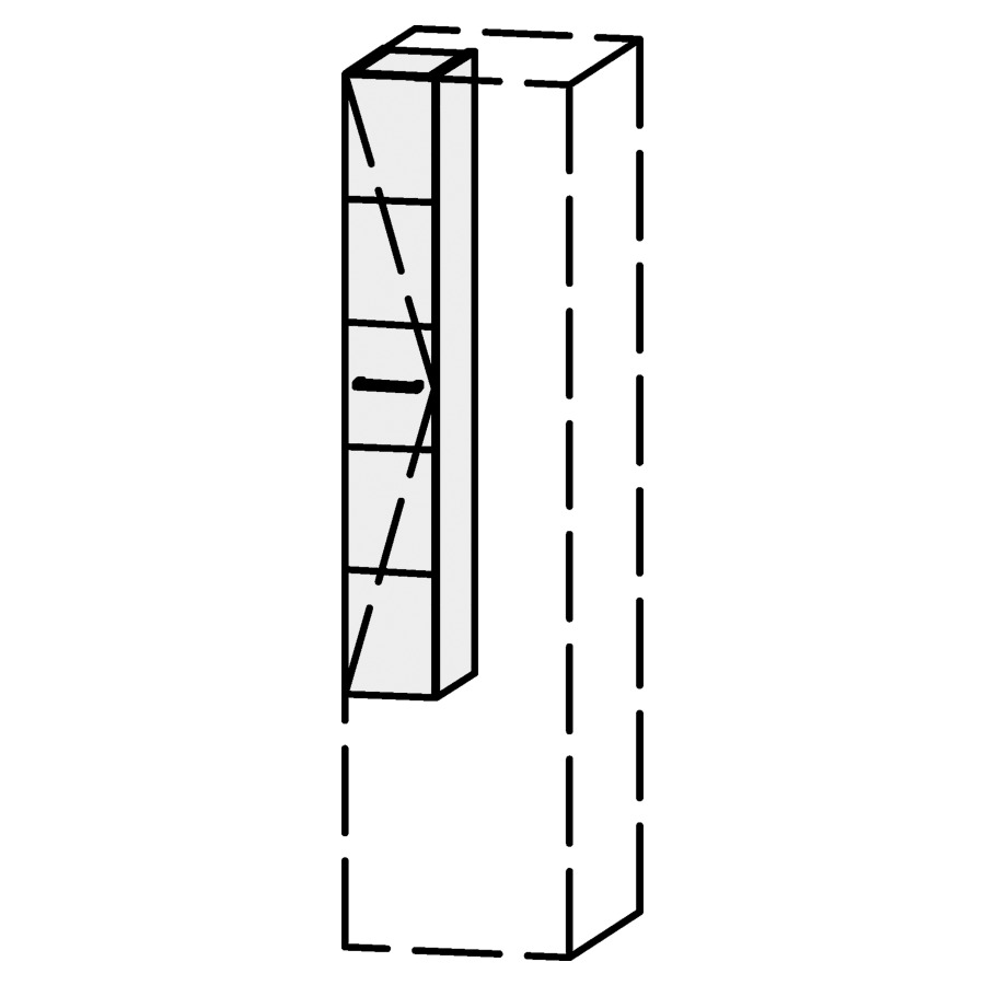 Armoire haute Serra
20-50 x 135-190 x 20-58 cm
élément avec 1 porte,
charnières à gauche
porte avec Blumotion
rayons selon liste