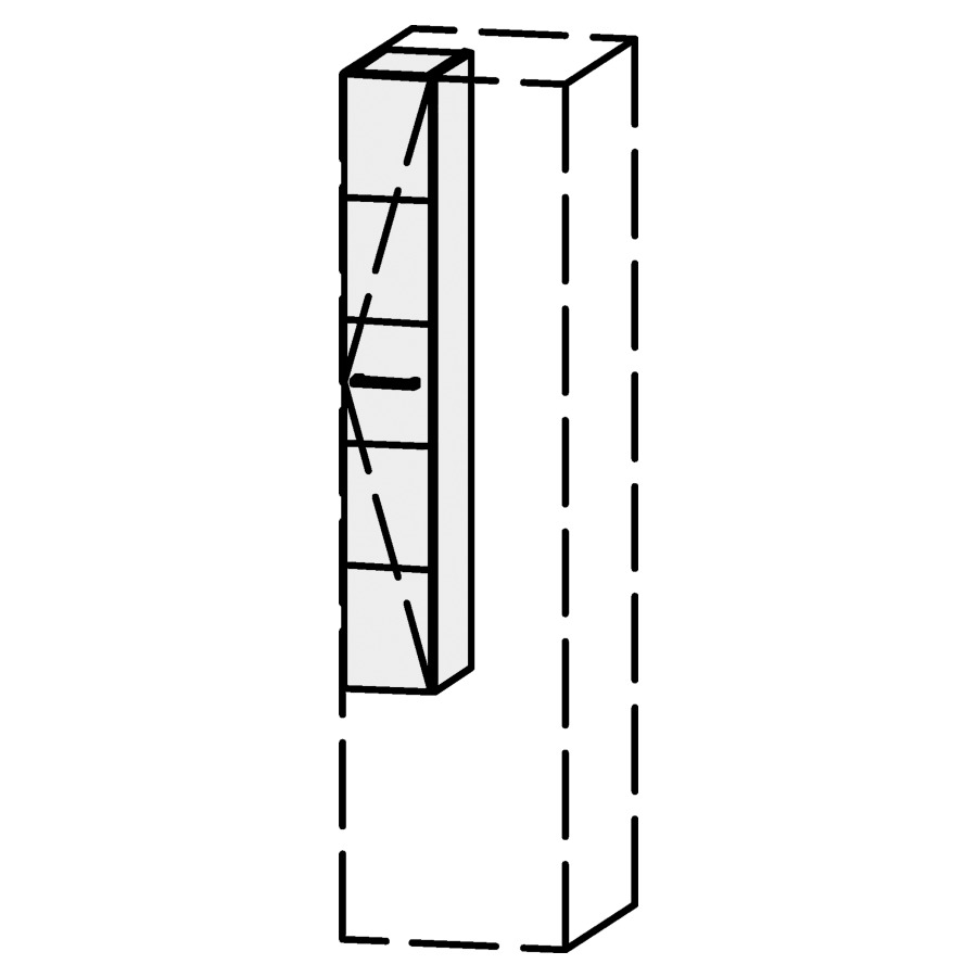 Armoire haute Serra
20-50 x 135-190 x 20-58 cm
élément avec 1 porte,
charnières à droite
porte avec Blumotion
rayons selon liste