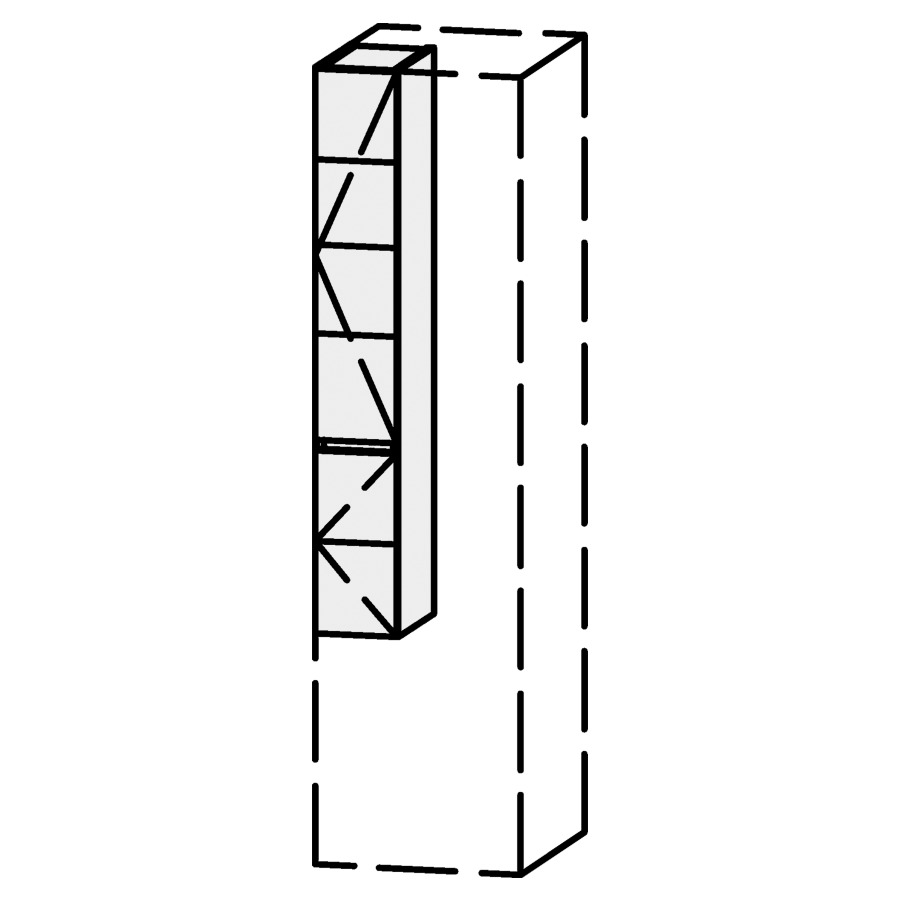 Armoire haute Serra Style
20-50 x 135-190 x 58 cm
élément avec 2 portes,
charnières à droite
portes avec Blumotion
rayons selon liste
