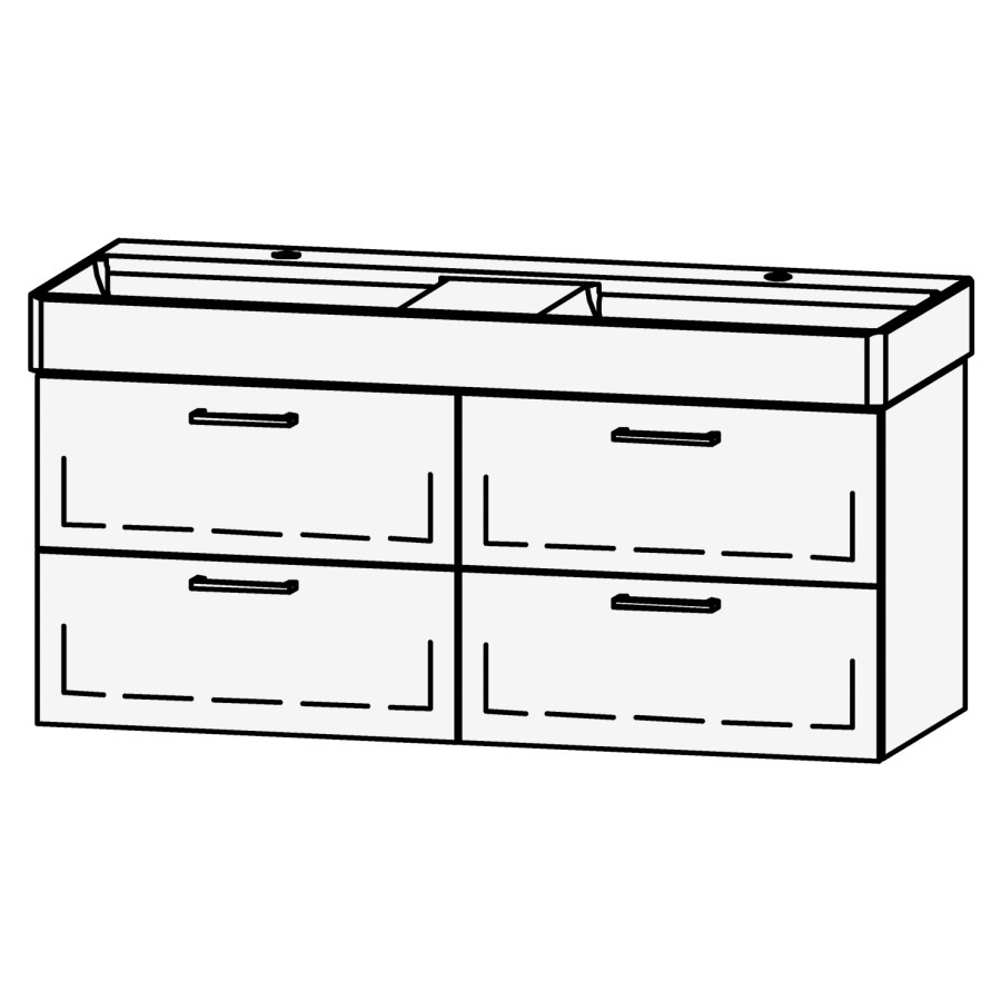 Élément inférieur  Vanity DuraSquare
118.5 x 52 x 45.5 cm
2&nbsp;éléments de tiroir, 2&nbsp;tiroirs chacune
avec Blumotion, pour 2&nbsp;lavabos
sans cache-siphon