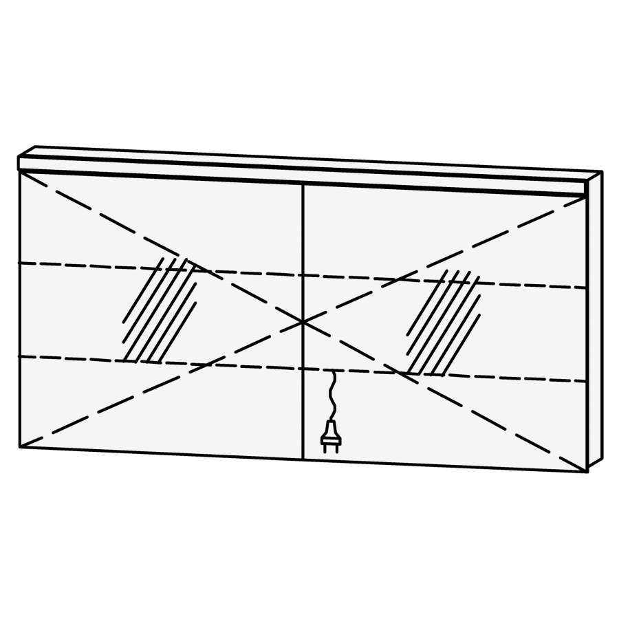 Armoire de toilette Vanity Cubo 2
140 x 73.2 x 14.1 cm
2&nbsp;portes à double miroir (70/70),
avec Blumotion
éclairage LED
4000 Kelvin, 4410 Lumen
2 rayons en verre régl. chacun
1 prise double en bas
Classe d’énergie F, IP24