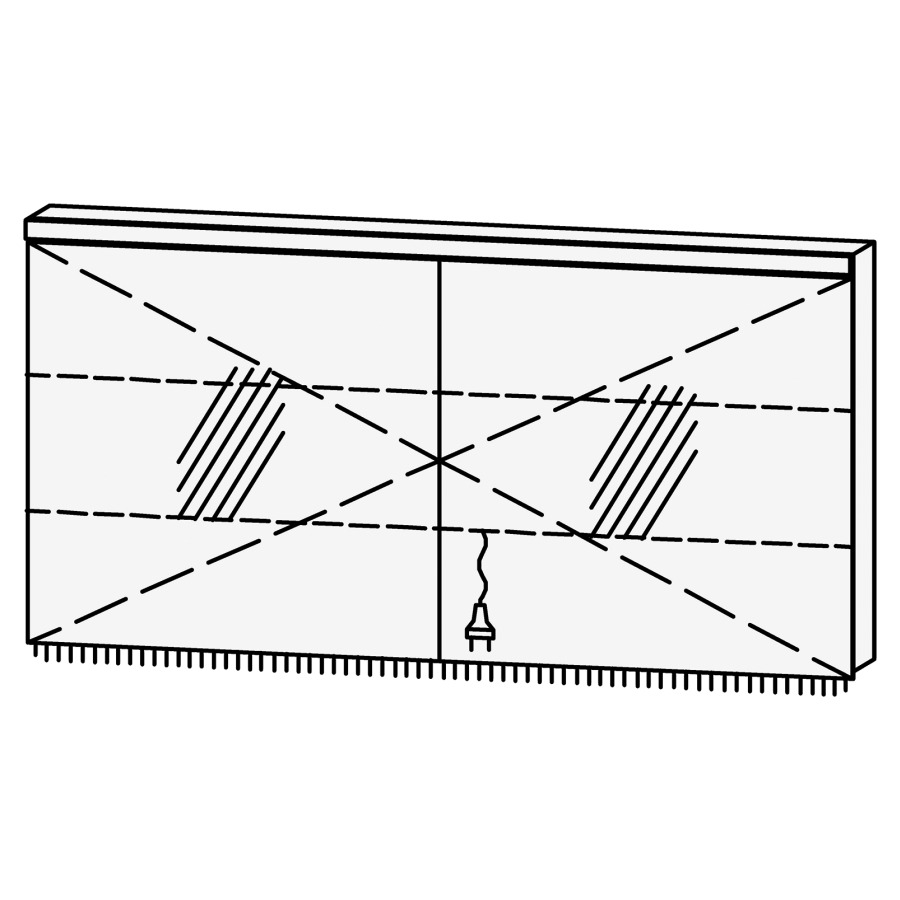 Armoire de toilette Vanity Cubo 2 
140 x 73.2 x 14.1 cm
2&nbsp;portes à double miroir (70/70), 
avec Blumotion
éclairage LED en haut et en bas 
4000 Kelvin, 4410/2327 Lumen
2 rayons en verre régl. chacun
1 prise double en bas
Classe d’énergie F, IP24