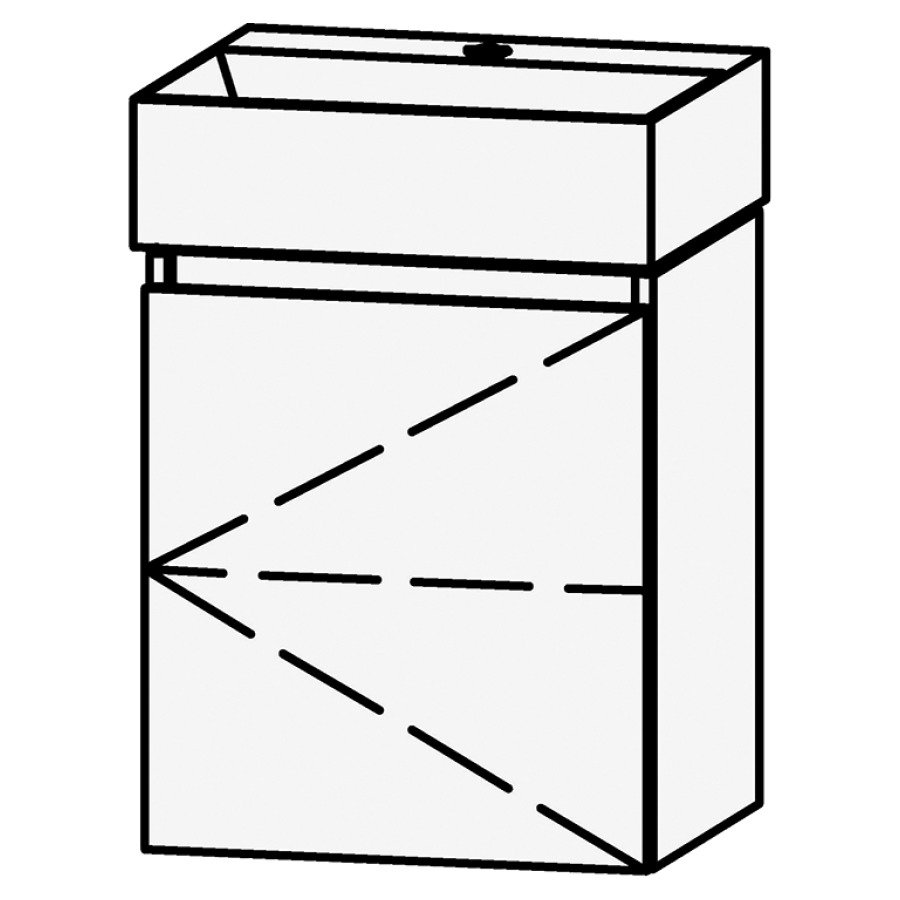 Möbelkombination Vanity Seto Style
41 x 50 x 33.5 cm
mit Waschtisch Keramik Seto  cm
1 Armaturenloch, ohne Überlauf
Tablarschrank, 1 Tür, Band rechts
1 Tablar
mit Blumotion
ohne Raumsparsifon