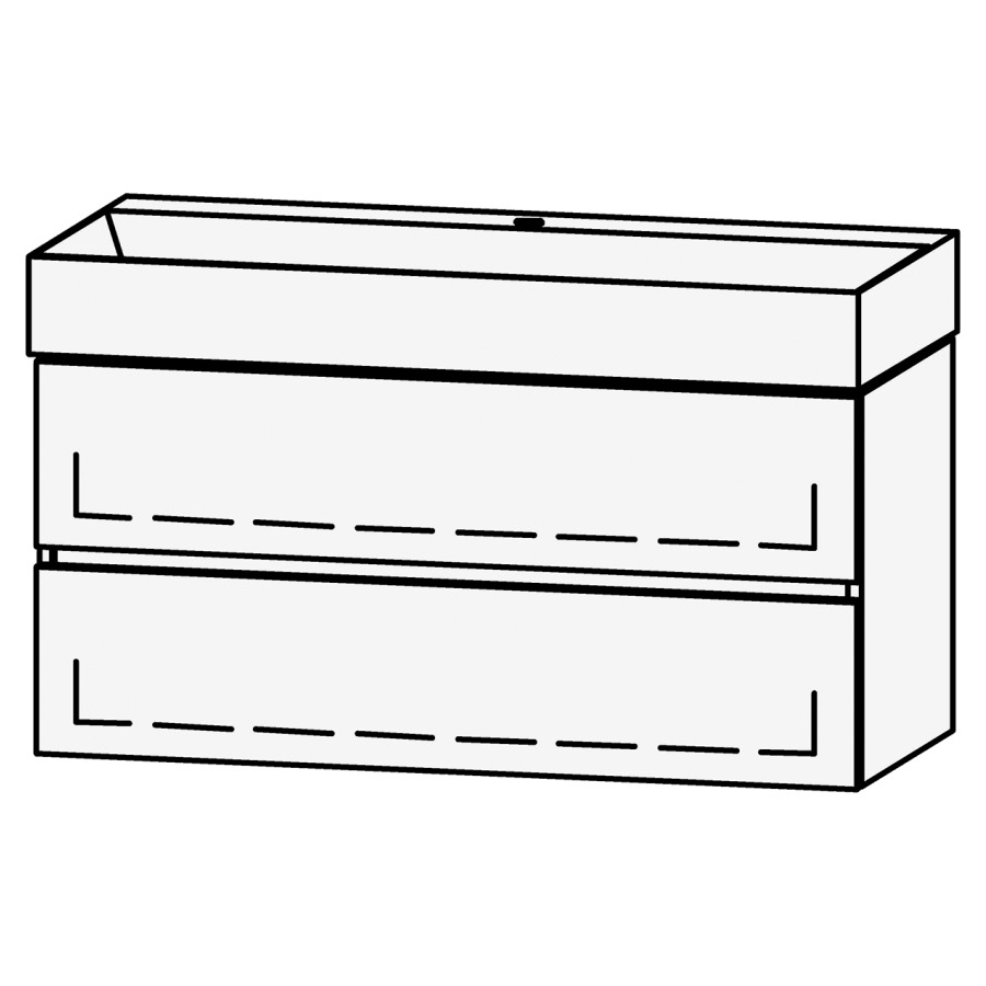 Combinaison de meuble Vanity Seto Line
101 x 50 x 44.5 cm
avec lavabo Céramique Seto 102 cm
1 trou pour robinetterie, sans trop-plein
élément de tiroir, 2&nbsp;tiroirs
avec Blumotion
sans cache-siphon