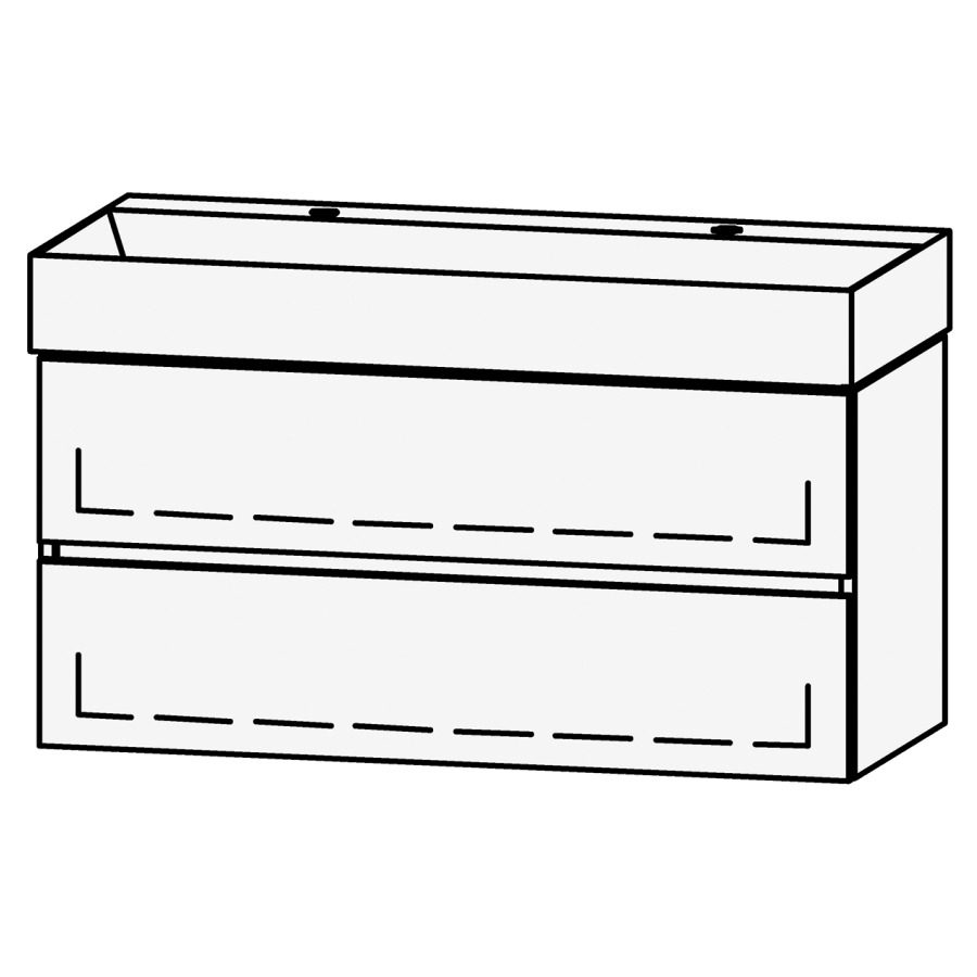 Combinaison de meuble Vanity Seto Line
101 x 50 x 44.5 cm
avec lavabo Céramique Seto 102 cm
2 trous pour robinetteries, sans trop-plein
élément de tiroir, 2&nbsp;tiroirs
avec Blumotion
sans cache-siphon