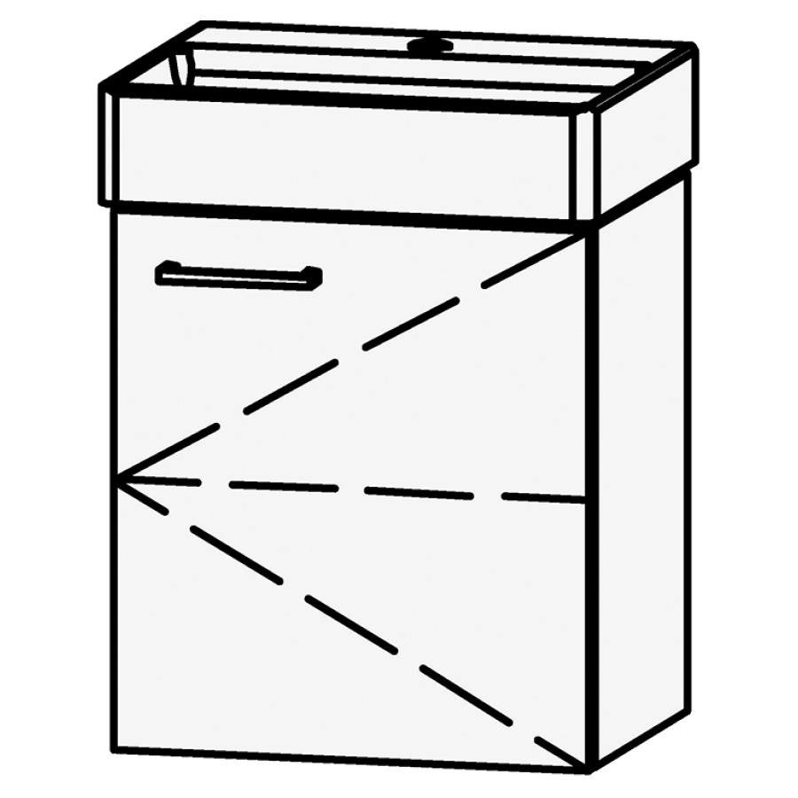 Élément inférieur  Vanity DuraSquare
43.5 x 52 x 33.3 cm
armoire de tablette, 1&nbsp;porte
charnière à droite
avec Blumotion, pour 1&nbsp;lavabo