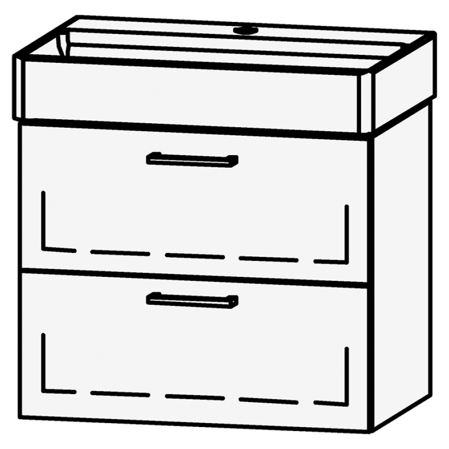 Élément inférieur  Vanity DuraSquare Compact
58.5 x 52 x 38.5 cm
élément de tiroir, 2&nbsp;tiroirs
avec Blumotion, pour lavabo
sans cache-siphon