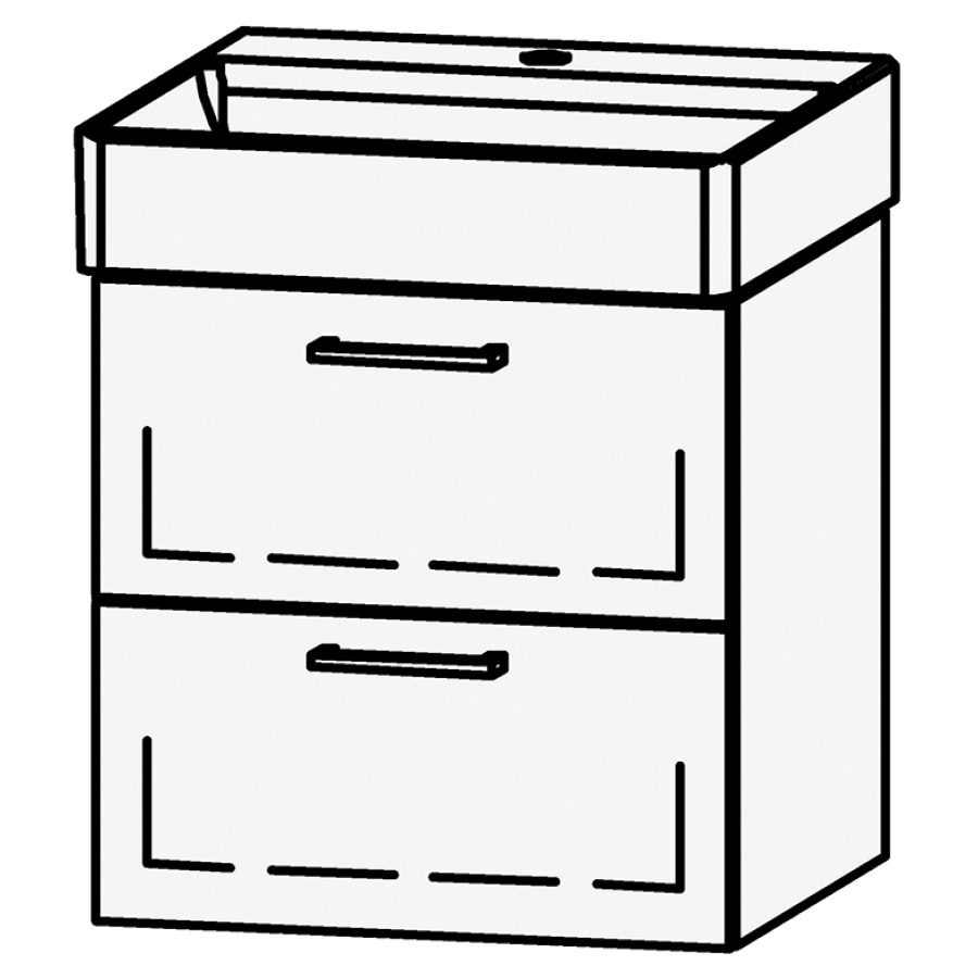 Élément inférieur  Vanity DuraSquare
48.5 x 52 x 45.5 cm
élément de tiroir, 2&nbsp;tiroirs
avec Blumotion, pour 1&nbsp;lavabo
sans cache-siphon