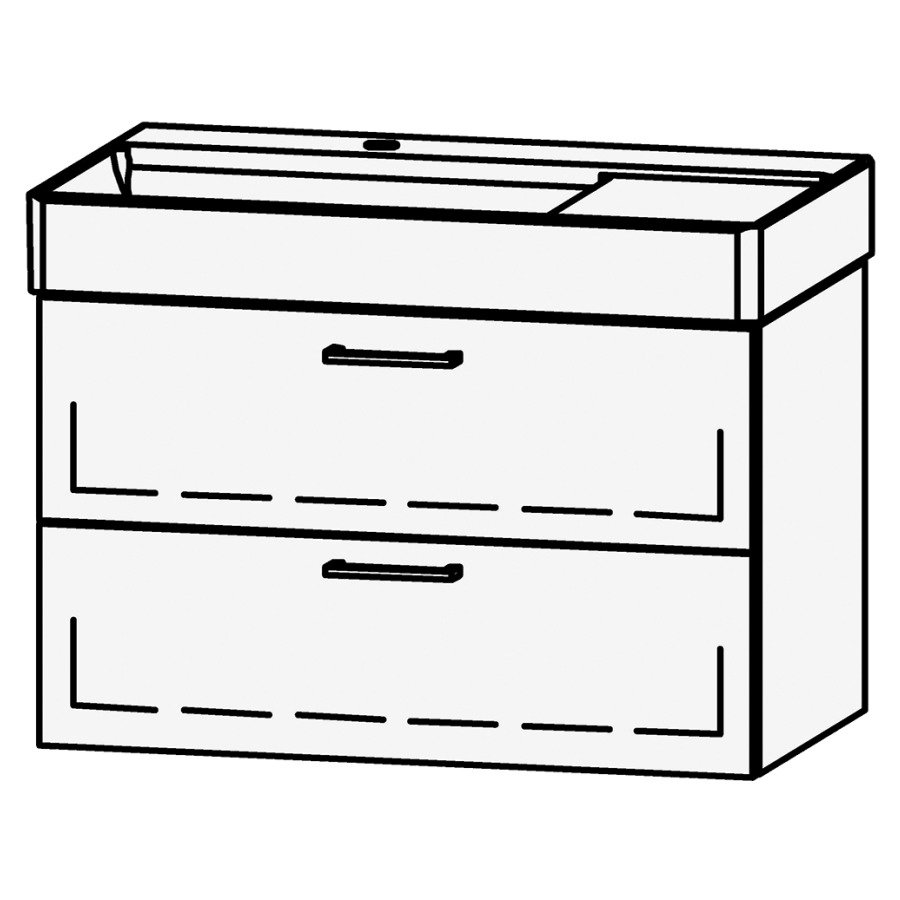 Élément inférieur  Vanity DuraSquare
78.5 x 52 x 45.5 cm
élément de tiroir, 2&nbsp;tiroirs
avec Blumotion, lavabo à gauche
sans cache-siphon