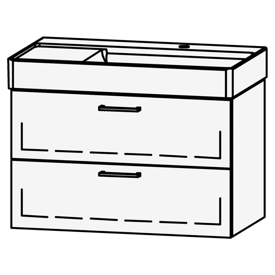 Élément inférieur  Vanity DuraSquare
78.5 x 52 x 45.5 cm
élément de tiroir, 2&nbsp;tiroirs
avec Blumotion, lavabo à droite
sans cache-siphon