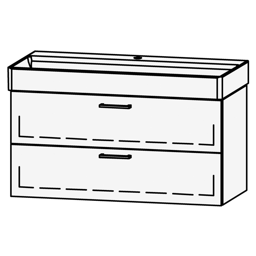 Élément inférieur  Vanity DuraSquare
98.5 x 52 x 45.5 cm
élément de tiroir, 2&nbsp;tiroirs
avec Blumotion, pour 1&nbsp;lavabo
sans cache-siphon