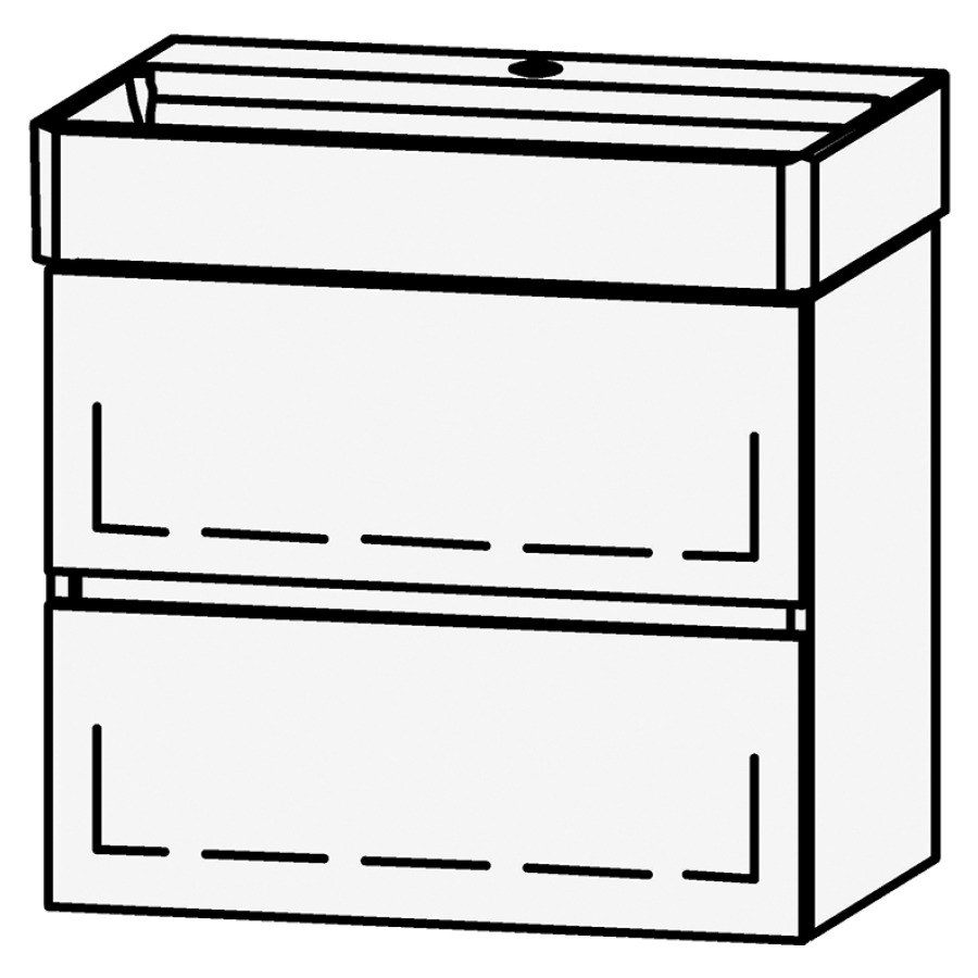 Élément inférieur  Vanity DuraSquare Line Compact
58.5 x 52 x 38.5 cm
élément de tiroir, 2&nbsp;tiroirs
avec Blumotion
pour lavabo
1 cache-siphon