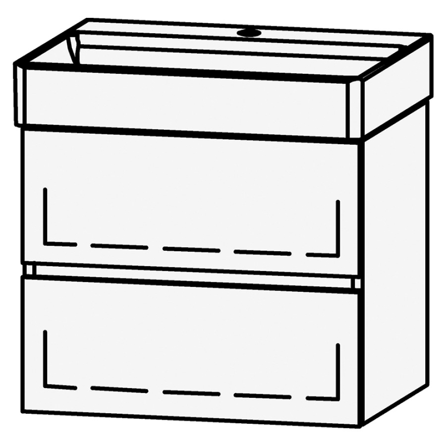 Élément inférieur  Vanity DuraSquare Line
58.5 x 52 x 45.5 cm
élément de tiroir, 2&nbsp;tiroirs
avec Blumotion, pour 1&nbsp;lavabo
1 cache-siphon