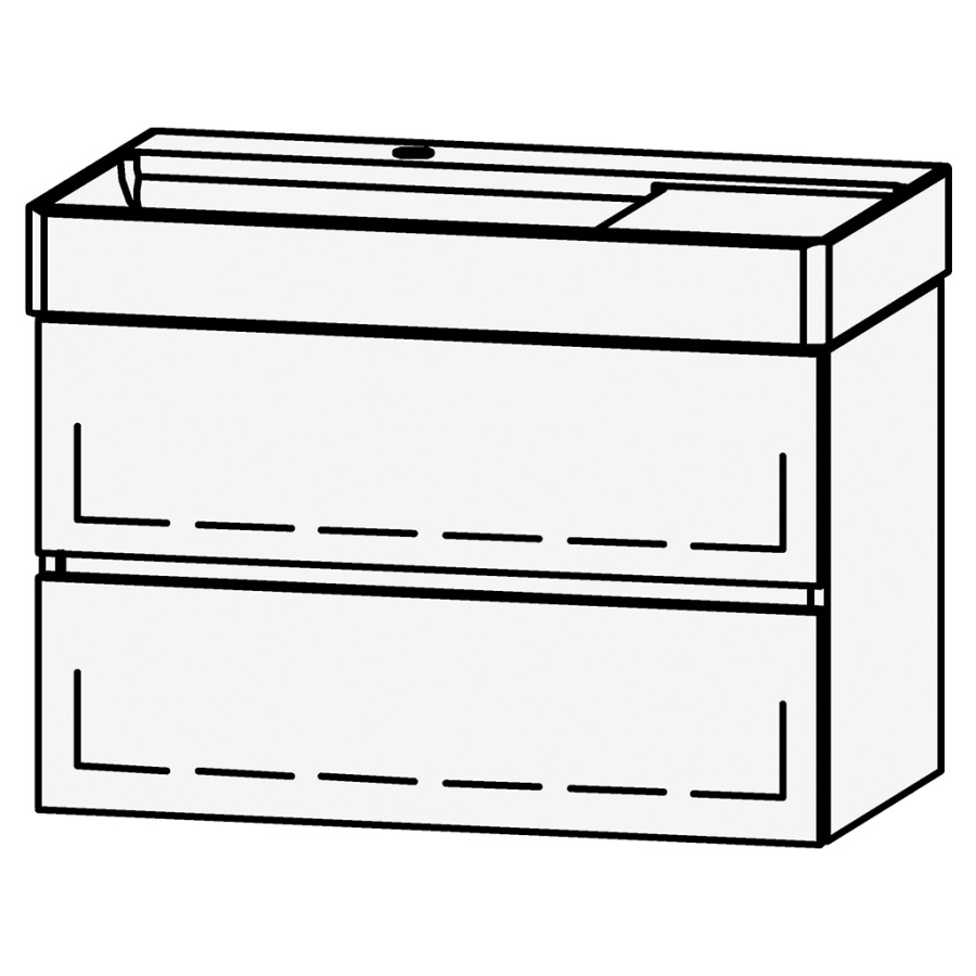 Élément inférieur  Vanity DuraSquare Line
78.5 x 52 x 45.5 cm
élément de tiroir, 2&nbsp;tiroirs
avec Blumotion, lavabo à gauche
1 cache-siphon