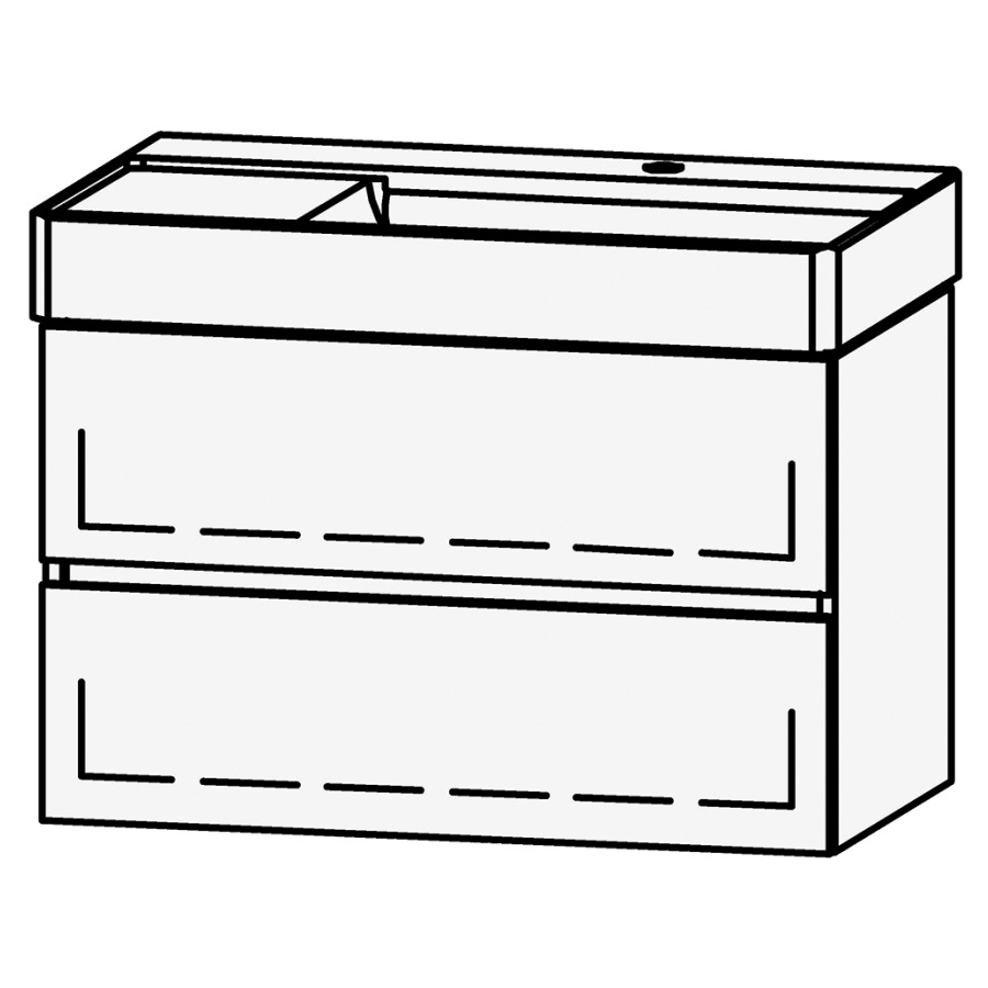 Élément inférieur  Vanity DuraSquare Line
78.5 x 52 x 45.5 cm
élément de tiroir, 2&nbsp;tiroirs
avec Blumotion, lavabo à droite
1 cache-siphon
