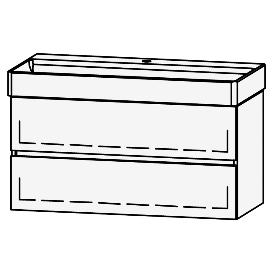 Élément inférieur  Vanity DuraSquare Line
98.5 x 52 x 45.5 cm
élément de tiroir, 2&nbsp;tiroirs
avec Blumotion, pour 1&nbsp;lavabo
1 cache-siphon