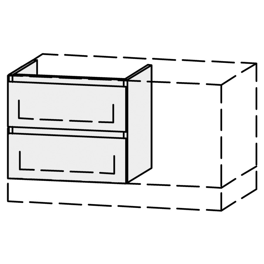 Élément inférieur  Vanity Bocco Mea 2 Style
50-90 x 45-55 x 40-55 cm
élément de tiroir, 2&nbsp;tiroirs
avec Blumotion
1 cache-siphon