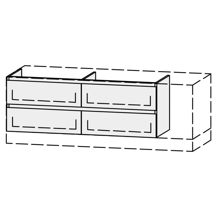 Élément inférieur  Vanity Bocco Mea 2 Style
120-150 x 45-55 x 40-55 cm
2&nbsp;éléments de tiroir, 2&nbsp;tiroirs chacune
avec Blumotion
sans cache-siphon