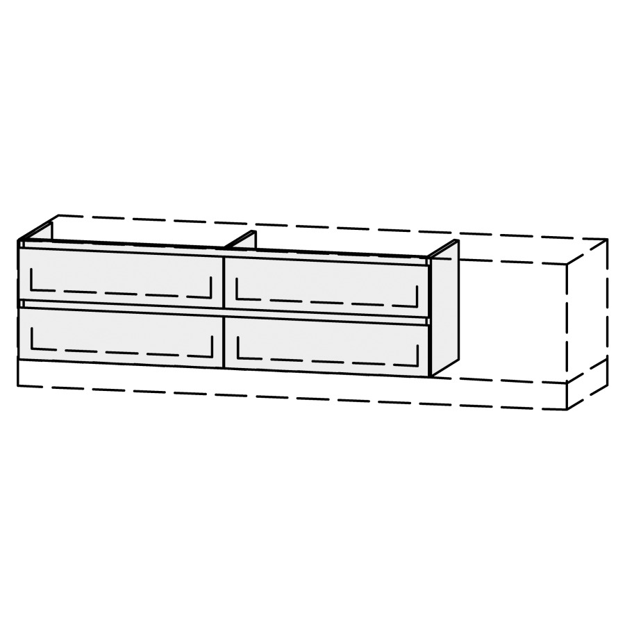 Élément inférieur  Vanity Bocco Mea 2 Style
151-200 x 45-55 x 40-55 cm
2&nbsp;éléments de tiroir, 2&nbsp;tiroirs chacune
avec Blumotion
sans cache-siphon