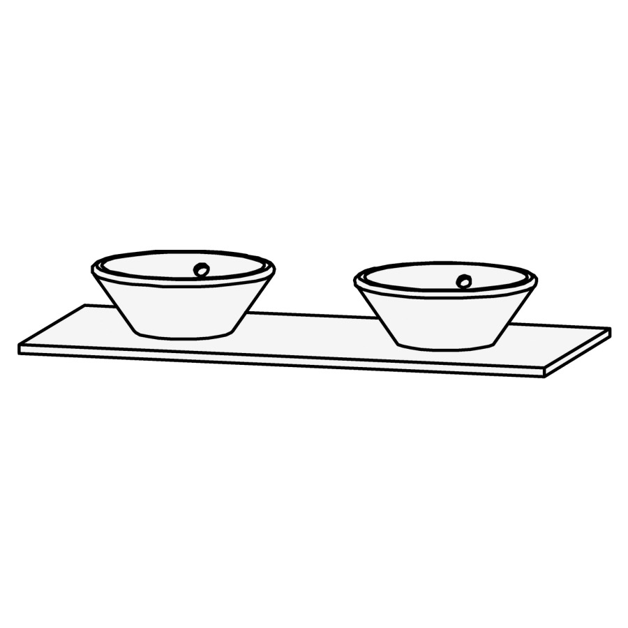Table de lavabo Vanity Bocco 
120 x 2 x 55.5 cm
pour 2 lavabos à poser
sans consoles