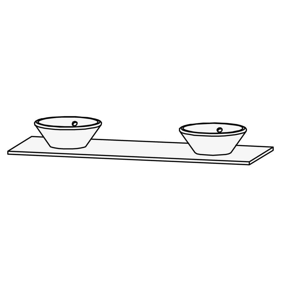 Table de lavabo Vanity Bocco
150 x 2 x 55.5 cm
pour 2 lavabos à poser
sans consoles