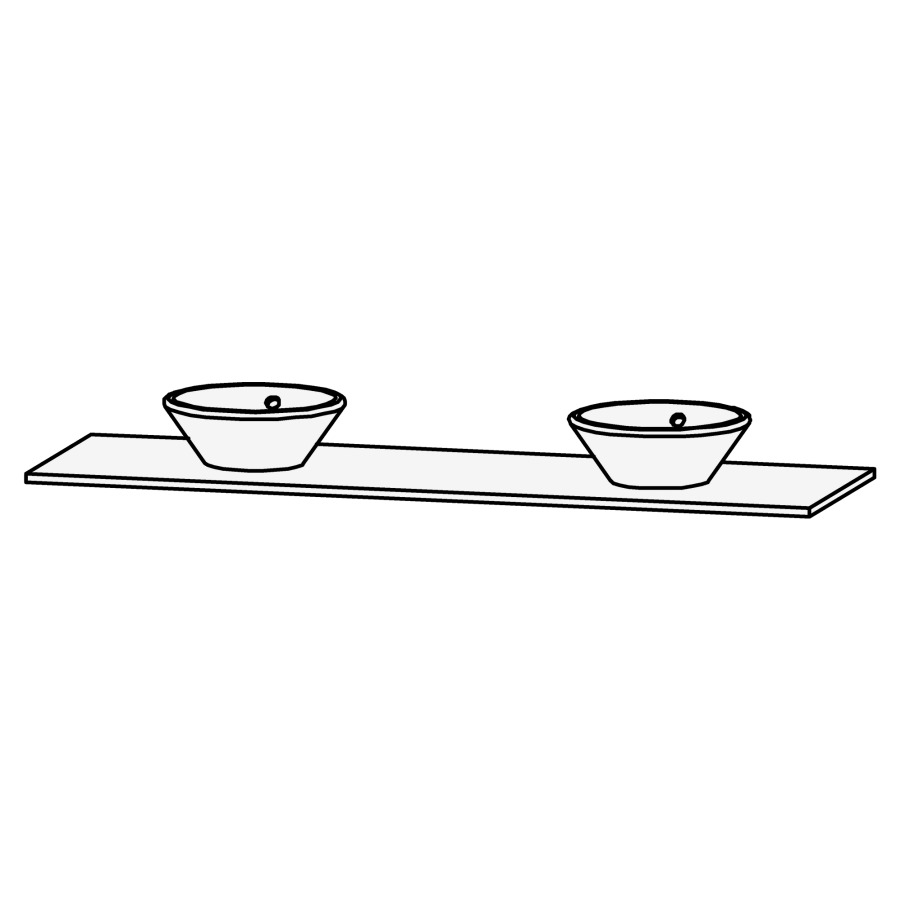 Table de lavabo Vanity Bocco
180 x 2 x 55.5 cm
pour 2 lavabos à poser
sans consoles
