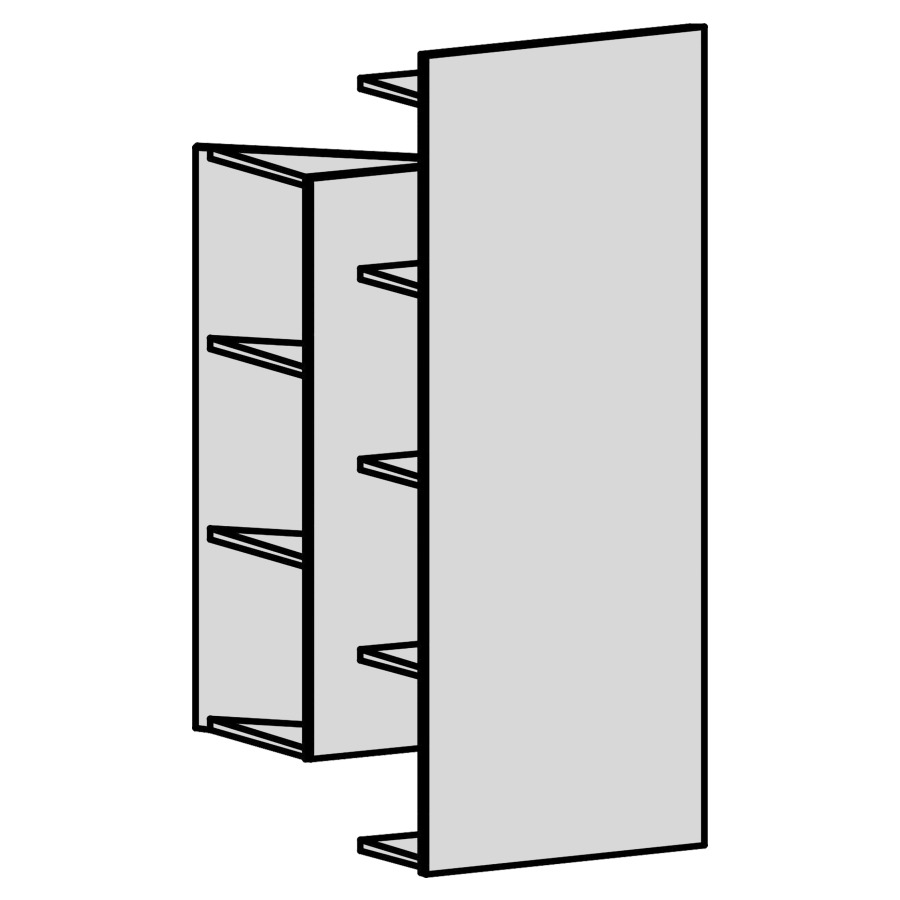 Étagère ouverte
Vanity Terioso
81.5 x 129 x 35 cm
à gauche 2 rayons fixes
à gauche 3 rayons fixes