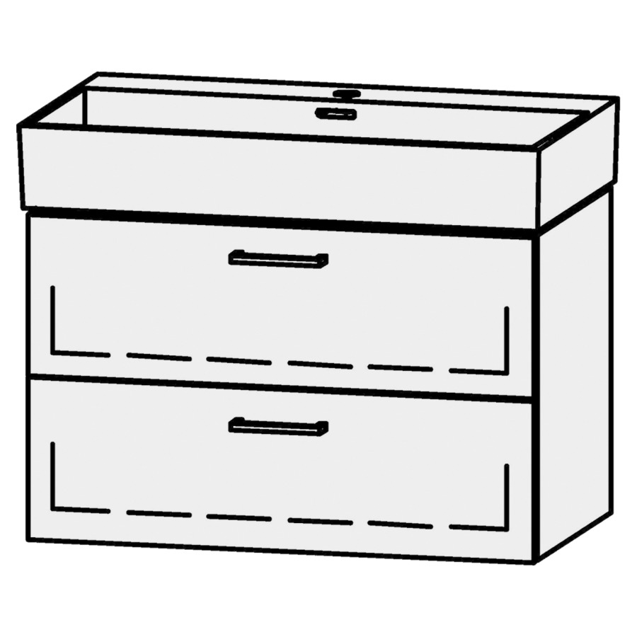 Élément inférieur  Vanity Extra
79.5 x 50 x 44 cm
élément de tiroir, 2&nbsp;tiroirs
extrait complet avec Blumotion
sans cache-siphon