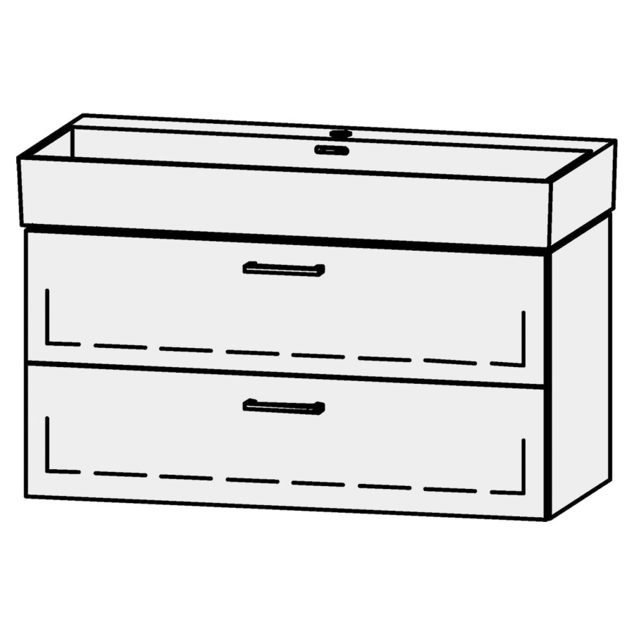 Élément inférieur  Vanity Extra
99.5 x 50 x 44 cm
élément de tiroir, 2&nbsp;tiroirs
extrait complet avec Blumotion
sans cache-siphon