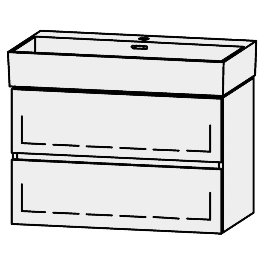 Élément inférieur  Vanity Extra Line
79.5 x 52 x 44 cm
élément de tiroir, 2&nbsp;tiroirs
extrait complet avec Blumotion
sans cache-siphon