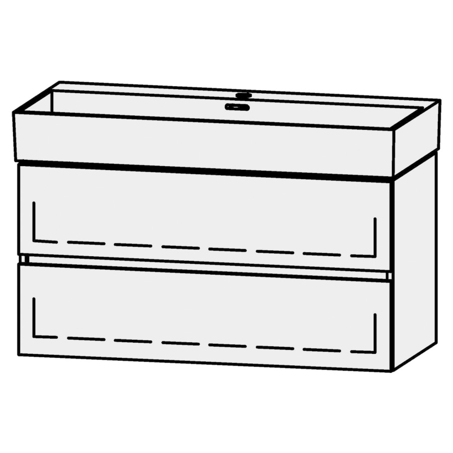 Élément inférieur  Vanity Extra Line
99.5 x 52 x 44 cm
élément de tiroir, 2&nbsp;tiroirs
extrait complet avec Blumotion
sans cache-siphon