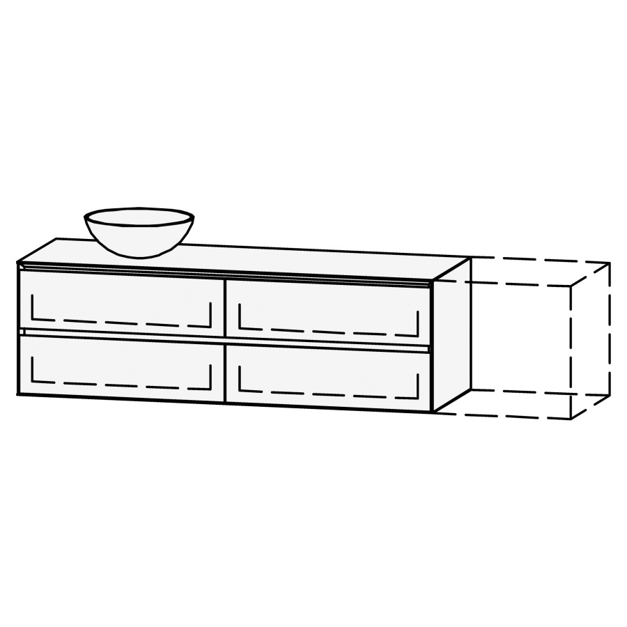Combinaison de meuble Vanity Tribute Alea Style
151-200 x 50 x 52 cm
incl. table de lavabo 1.9 cm
encastrement du lavabo par dessus
axe de lavabo selon plan, 1 lavabo à gauche
incl. consoles, 2 éléments avec 2 tiroirs
extrait complet avec Blumotion
1 cache-siphon, tiroirs Legrabox noir