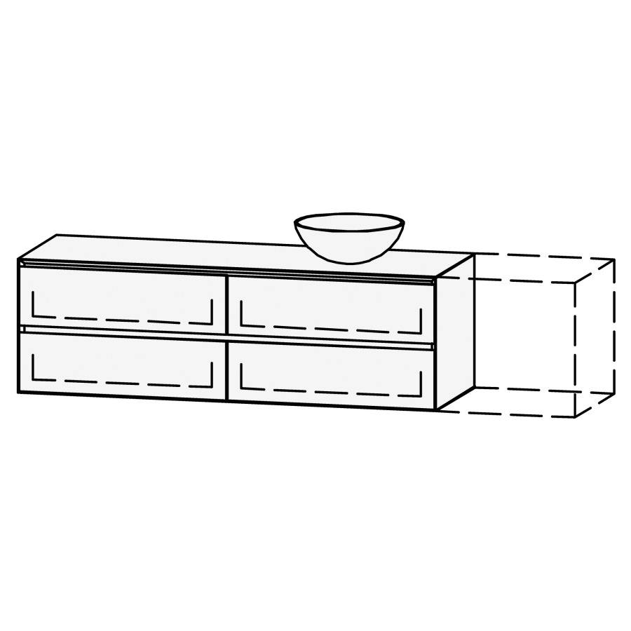 Combinaison de meuble Vanity Tribute Alea Style
151-200 x 50 x 52 cm
incl. table de lavabo 1.9 cm
encastrement du lavabo par dessus
axe de lavabo selon plan, 1 lavabo à droite
incl. consoles, 2 éléments avec 2 tiroirs
extrait complet avec Blumotion
1 cache-siphon, tiroirs Legrabox noir