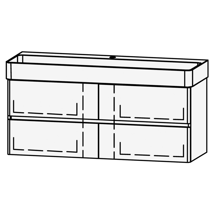 Élément inférieur  Vanity Val Line 120
118 x 50 x 40.1 cm
2 éléments avec 2 tiroirs
extrait complet avec Blumotion
niche pour le siphon
faces arrondies
1 trou pour robinetterie
pour lavabo 211807/211808