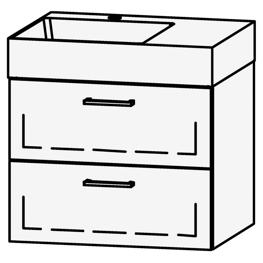 Élément inférieur 
Vanity Smart 2.0 / 60
59.6 x 50 x 46.8 cm
élément avec 2 tiroirs
extrait complet avec Blumotion
sans cache-siphon
lavabo à gauche
pour lavabo 105960